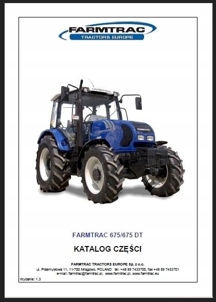 Katalog części zamiennych do ciągnika Farmtrac 675 DT IIIA